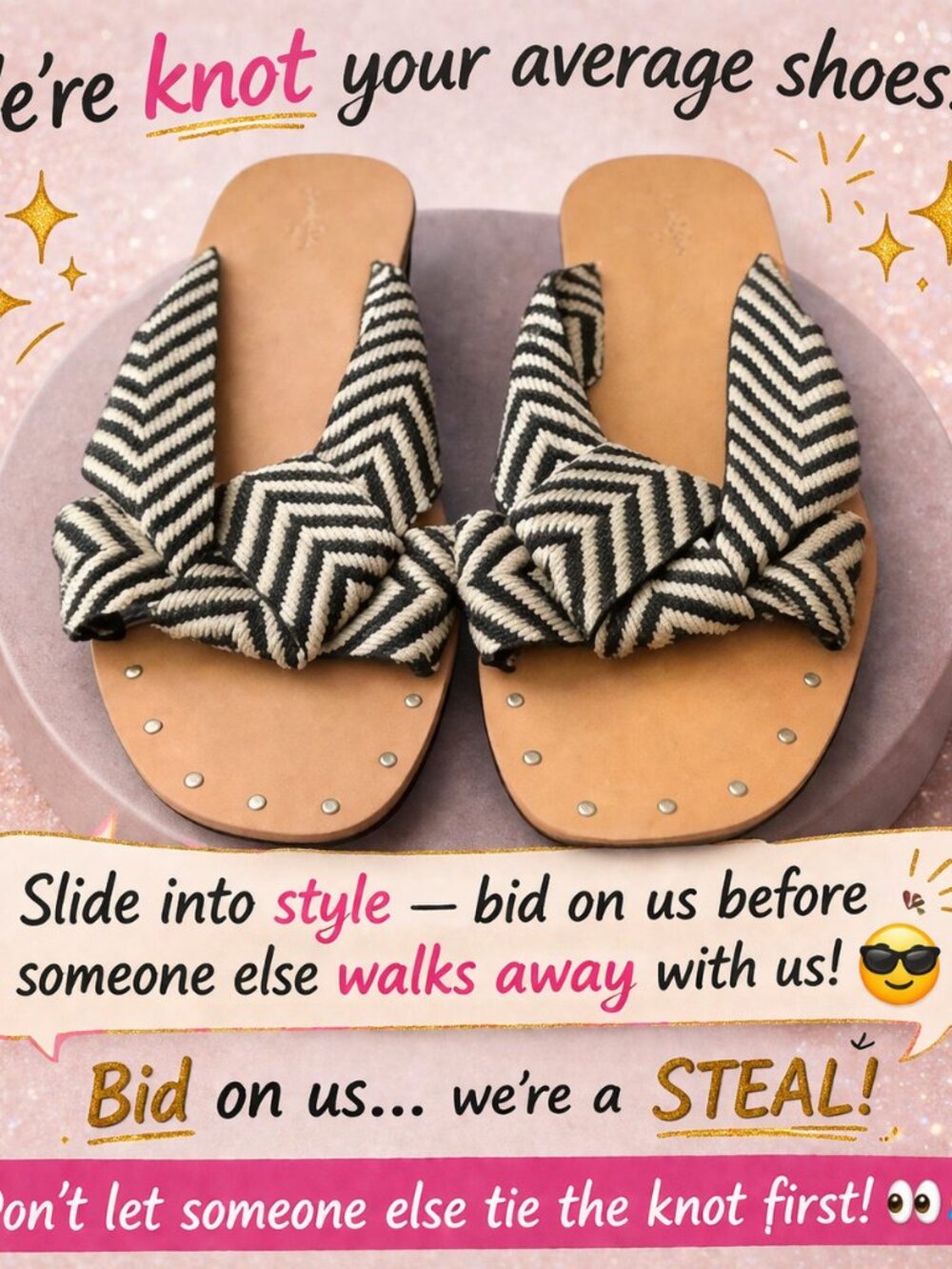 Universal Thread Chevron Print Canvas Slip On Sandals Size 8.5